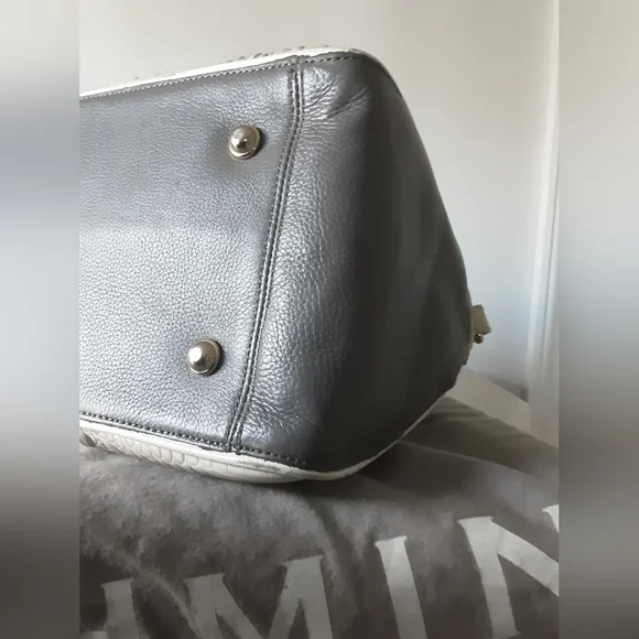 BRAHMIN HUDSON CREAM/GRAY SATCHEL - Picture 8 of 13